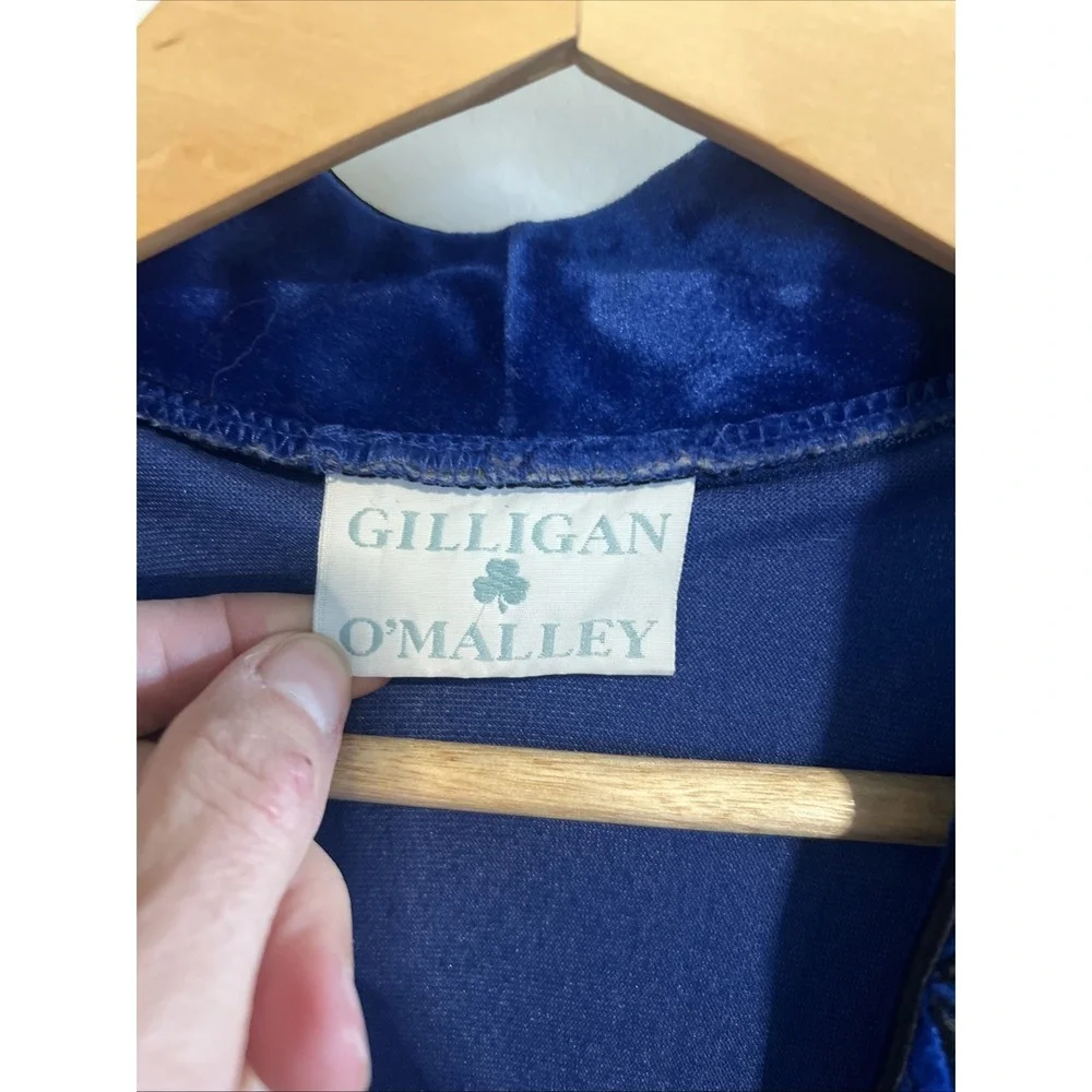 VTG Gilligan O' Malley Womens Blue Velvet Velour Bishop Sleeves Nightgown Robe L